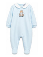 Tutina per neonato Moschino Kids azzurra con colletto alla Peter Pan MUT04ZLCA40 40304 MOSCHINO KIDS 