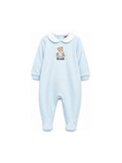 Tutina per neonato Moschino Kids azzurra con colletto alla Peter Pan MUT04ZLCA40 40304 MOSCHINO KIDS 