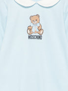 Tutina per neonato Moschino Kids azzurra con colletto alla Peter Pan MUT04ZLCA40 40304 MOSCHINO KIDS 