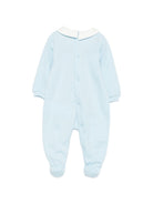 Tutina per neonato Moschino Kids azzurra con colletto alla Peter Pan MUT04ZLCA40 40304 MOSCHINO KIDS 