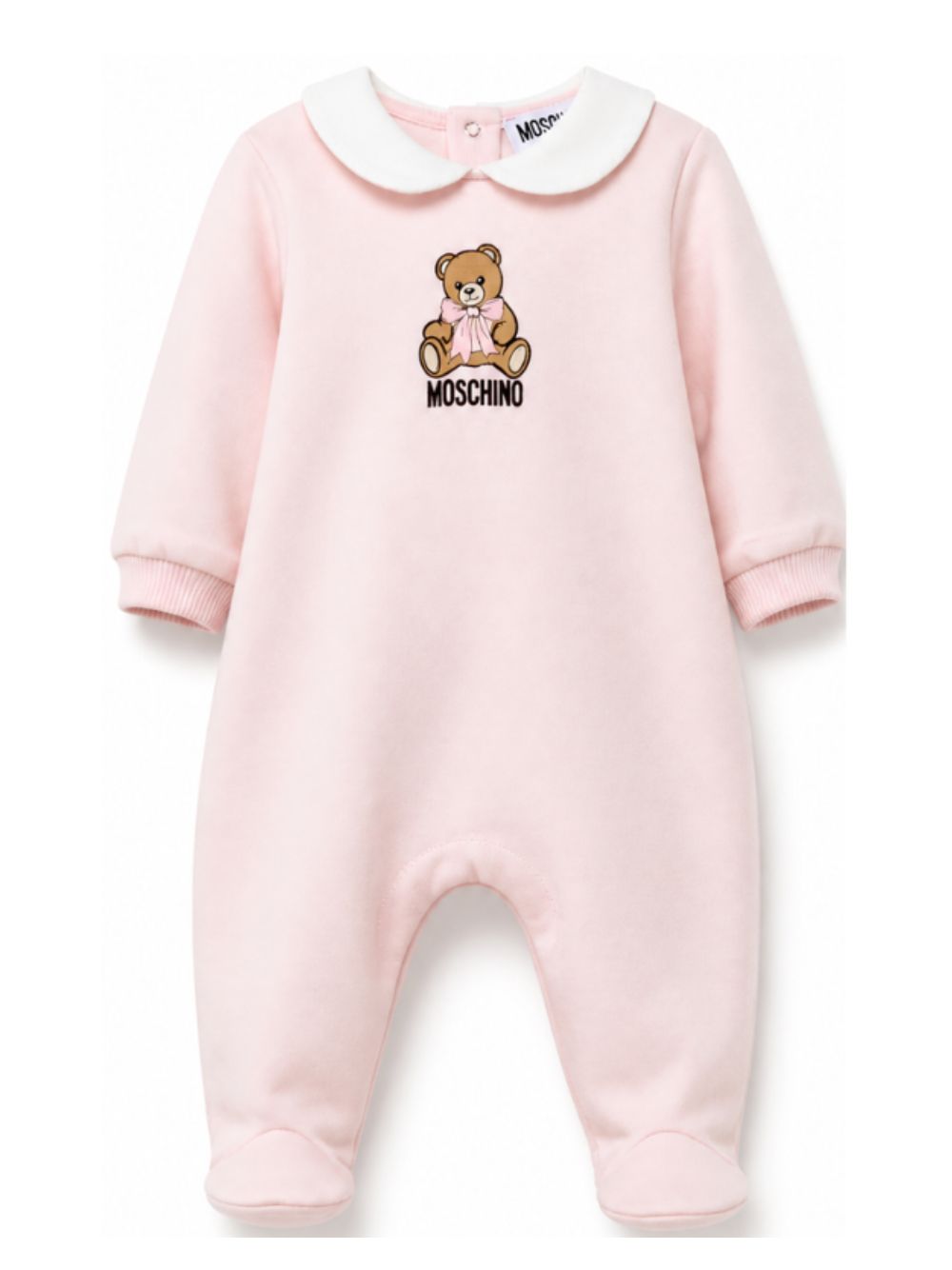 Tutina per neonata Moschino Kids rosa con colletto alla Peter Pan MUT04ZLCA40 50209 MOSCHINO KIDS 