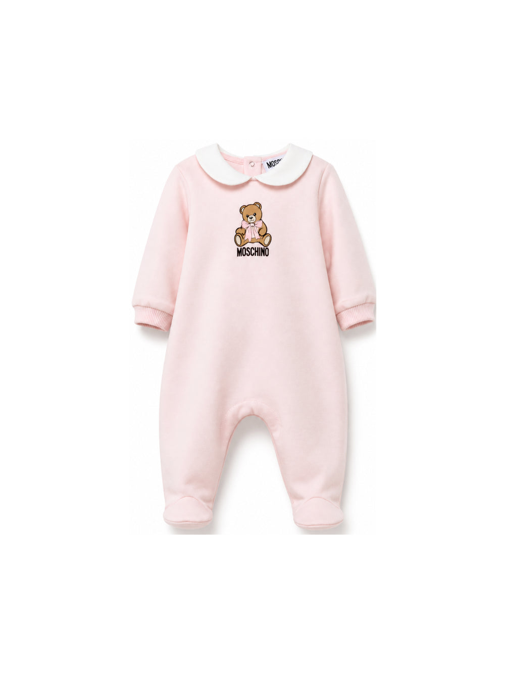 Tutina per neonata Moschino Kids rosa con colletto alla Peter Pan MUT04ZLCA40 50209 MOSCHINO KIDS 