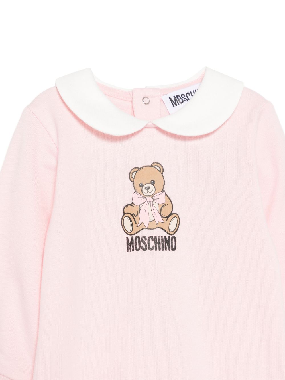 Tutina per neonata Moschino Kids rosa con colletto alla Peter Pan MUT04ZLCA40 50209 MOSCHINO KIDS 