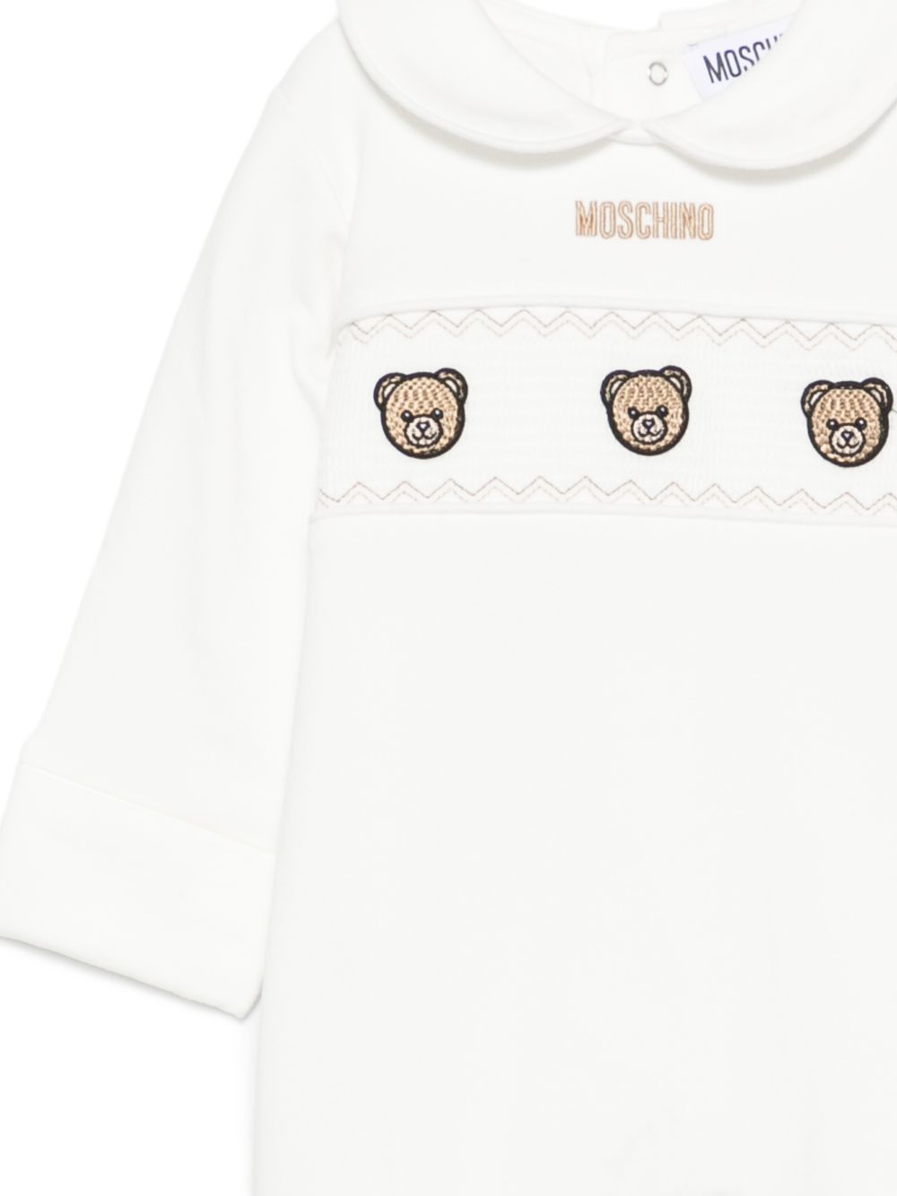 Tutina per neonati Moschino Kids bianco con logo ricamato sul davanti MUT050LDA66 10063 MOSCHINO KIDS 