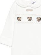 Tutina per neonati Moschino Kids bianco con logo ricamato sul davanti MUT050LDA66 10063 MOSCHINO KIDS 