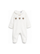 Tutina per neonati Moschino Kids bianco con logo ricamato sul davanti MUT050LDA66 10063 MOSCHINO KIDS 