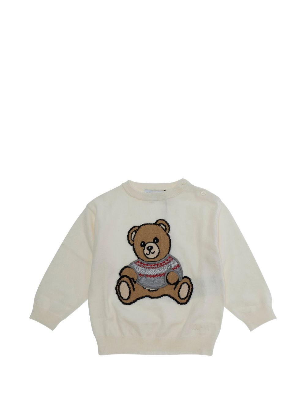 Felpa per neonati Moschino Kids bianco con teddy bear ricamato MUW00YLHE66 10063 MOSCHINO KIDS 