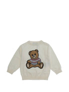 Felpa per neonati Moschino Kids bianco con teddy bear ricamato MUW00YLHE66 10063 MOSCHINO KIDS 