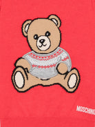 Maglione per neonato Moschino Kids rosso con cucitura a forma di orsetto di peluche MUW00YLHE66 50109 MOSCHINO KIDS 