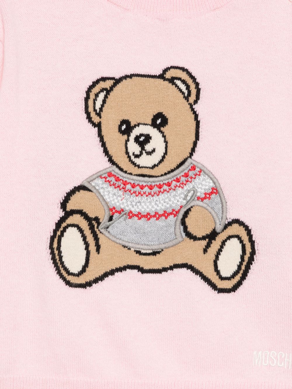 Maglione per neonata Moschino Kids rosa con orsetto di peluche sul davanti MUW00YLHE66 50209 MOSCHINO KIDS 