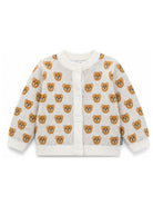Cardigan per neonato Moschino Kids bianco sporco con stampa orsetto all-over MUW00ZLHE82 10063 MOSCHINO KIDS 