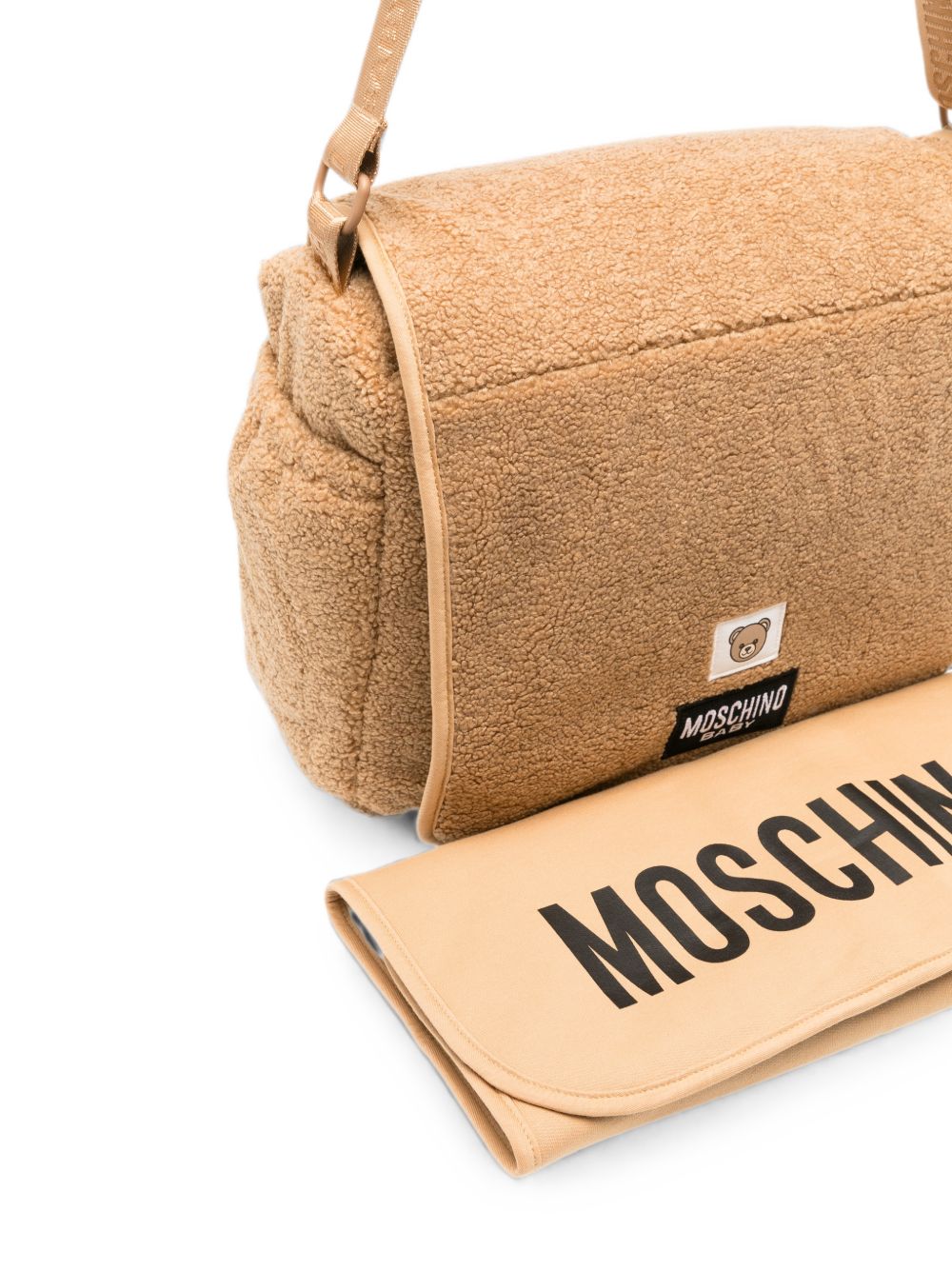 Borsa fasciatoio Moschino Kids beige con patch logo sul davanti MUX060LIA00 20351 MOSCHINO KIDS 