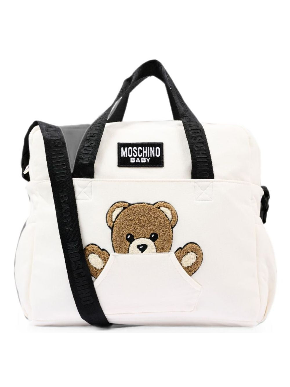 Borsa fasciatoio per neonati Moschino Kids bianca con toppa sul davanti MUX062LCA93 10063 MOSCHINO KIDS 