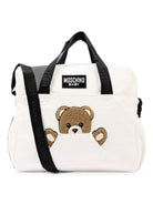 Borsa fasciatoio per neonati Moschino Kids bianca con toppa sul davanti MUX062LCA93 10063 MOSCHINO KIDS 