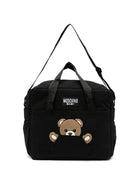 Borsa fasciatoio per neonati Moschino Kids nera con applicazione frontale con orsetto MUX062LCA93 60100 MOSCHINO KIDS 