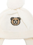 Cappello per neonati Moschino Kids bianco con ricamo Teddy Bear MUX064LHE66 10063 MOSCHINO KIDS 