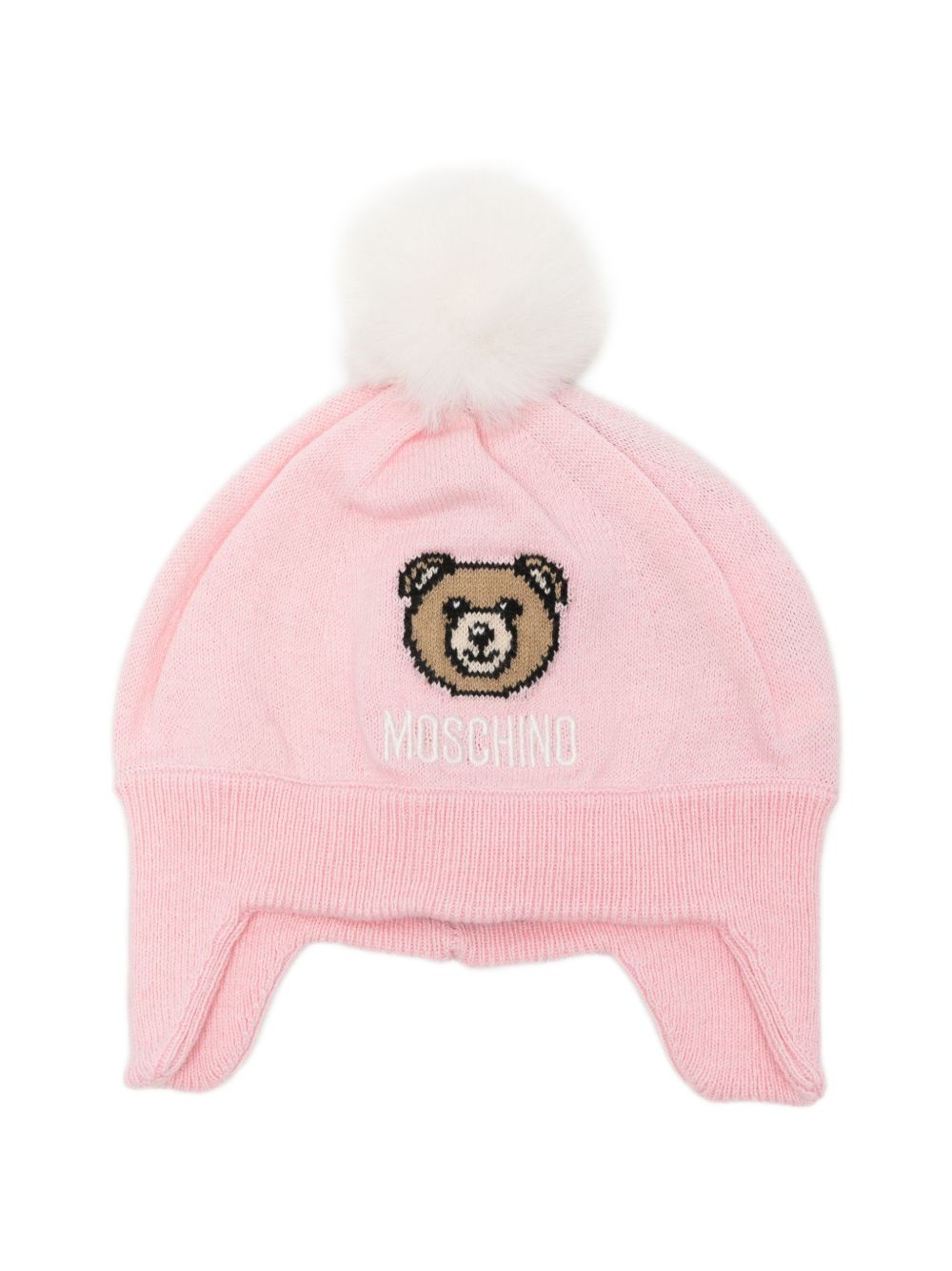 Cappellino per neonata Moschino Kids rosa con dettaglio pompon MUX064LHE66 50209 MOSCHINO KIDS 