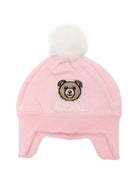 Cappellino per neonata Moschino Kids rosa con dettaglio pompon MUX064LHE66 50209 MOSCHINO KIDS 