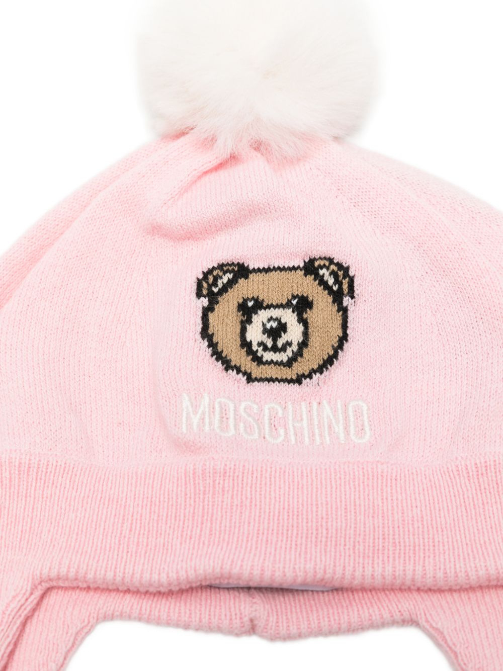 Cappellino per neonata Moschino Kids rosa con dettaglio pompon MUX064LHE66 50209 MOSCHINO KIDS 