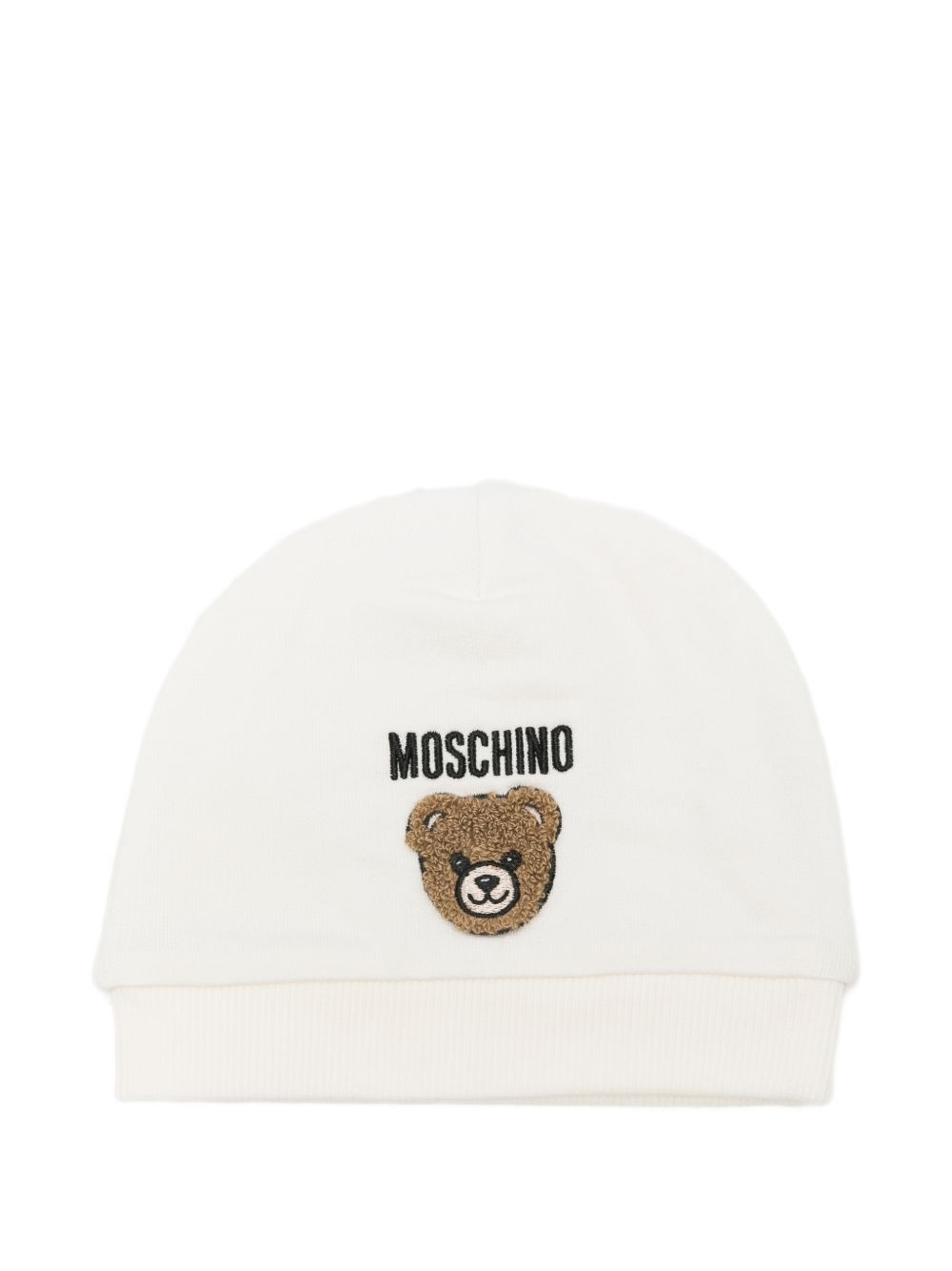 Cappellino per neonati Moschino Kids bianco con ricamo Teddy Bear MUX065LCA93 10063 MOSCHINO KIDS 