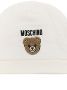 Cappellino per neonati Moschino Kids bianco con ricamo Teddy Bear MUX065LCA93 10063 MOSCHINO KIDS 