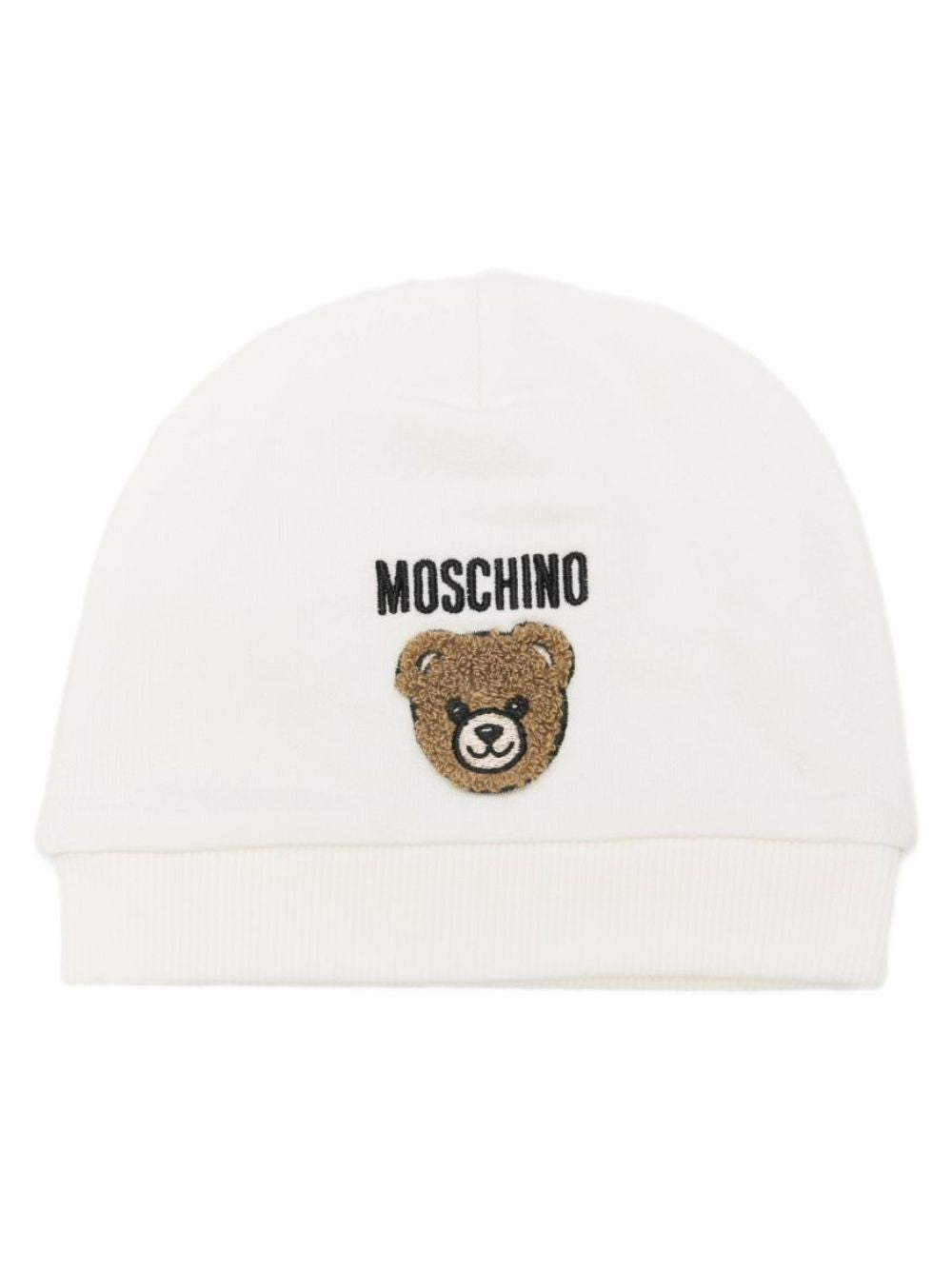 Cappellino per neonati Moschino Kids bianco con ricamo Teddy Bear MUX065LCA93 10063 MOSCHINO KIDS 
