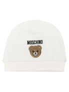 Cappellino per neonati Moschino Kids bianco con ricamo Teddy Bear MUX065LCA93 10063 MOSCHINO KIDS 