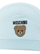 Cappellino per neonato Moschino Kids azzurro con logo ricamato sul davanti MUX065LCA93 40304 MOSCHINO KIDS 