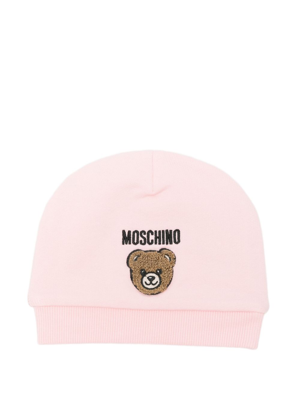 Cappello per neonata Moschino Kids rosa con Teddy Bear ricamato sul davanti MUX065LCA93 50209 MOSCHINO KIDS 
