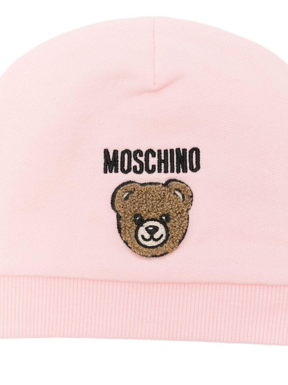 Cappello per neonata Moschino Kids rosa con Teddy Bear ricamato sul davanti MUX065LCA93 50209 MOSCHINO KIDS 