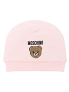 Cappello per neonata Moschino Kids rosa con Teddy Bear ricamato sul davanti MUX065LCA93 50209 MOSCHINO KIDS 