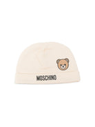Berretto per neonati Moschino Kids beige con stampa grafica MUX066LCA40 20404 MOSCHINO KIDS 