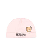 Berretto per neonata Moschino Kids rosa con dettaglio Teddy Bear MUX066LCA40 50209 MOSCHINO KIDS 