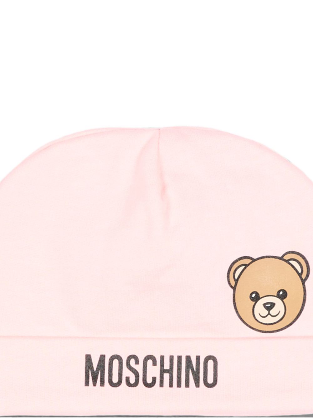 Berretto per neonata Moschino Kids rosa con dettaglio Teddy Bear MUX066LCA40 50209 MOSCHINO KIDS 