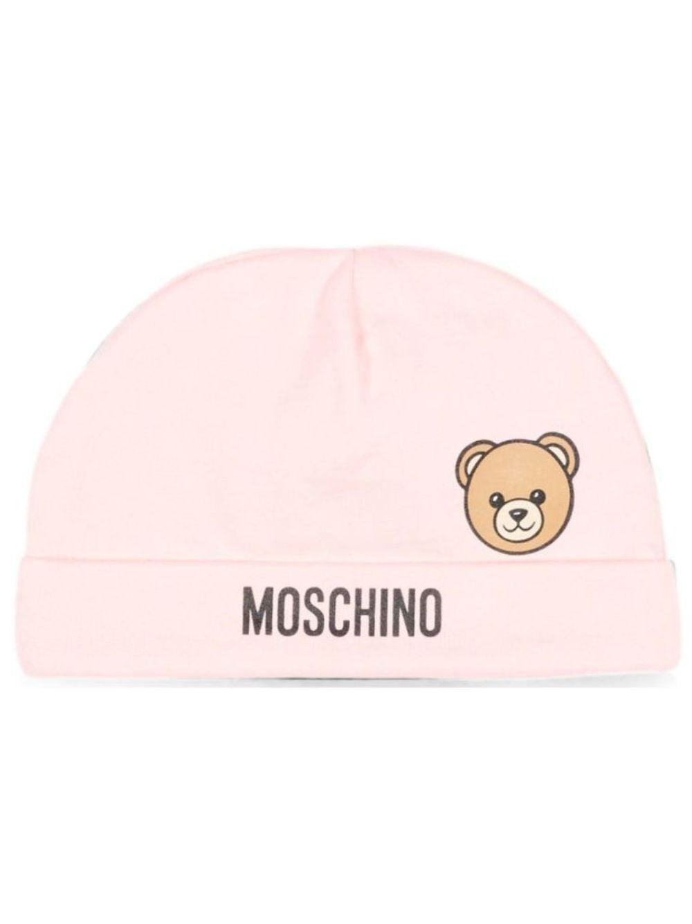 Berretto per neonata Moschino Kids rosa con dettaglio Teddy Bear MUX066LCA40 50209 MOSCHINO KIDS 