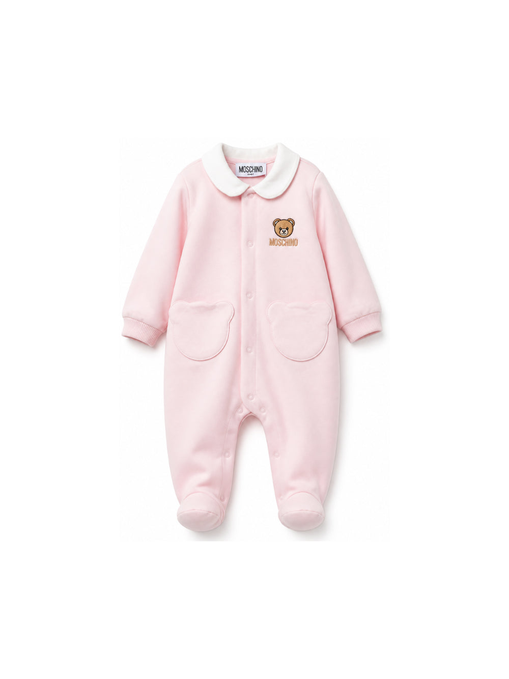 Tutina per neonata Moschino Kids rosa con motivo orsetto ricamato sul davanti MUY09DLCA40 50209 MOSCHINO KIDS 