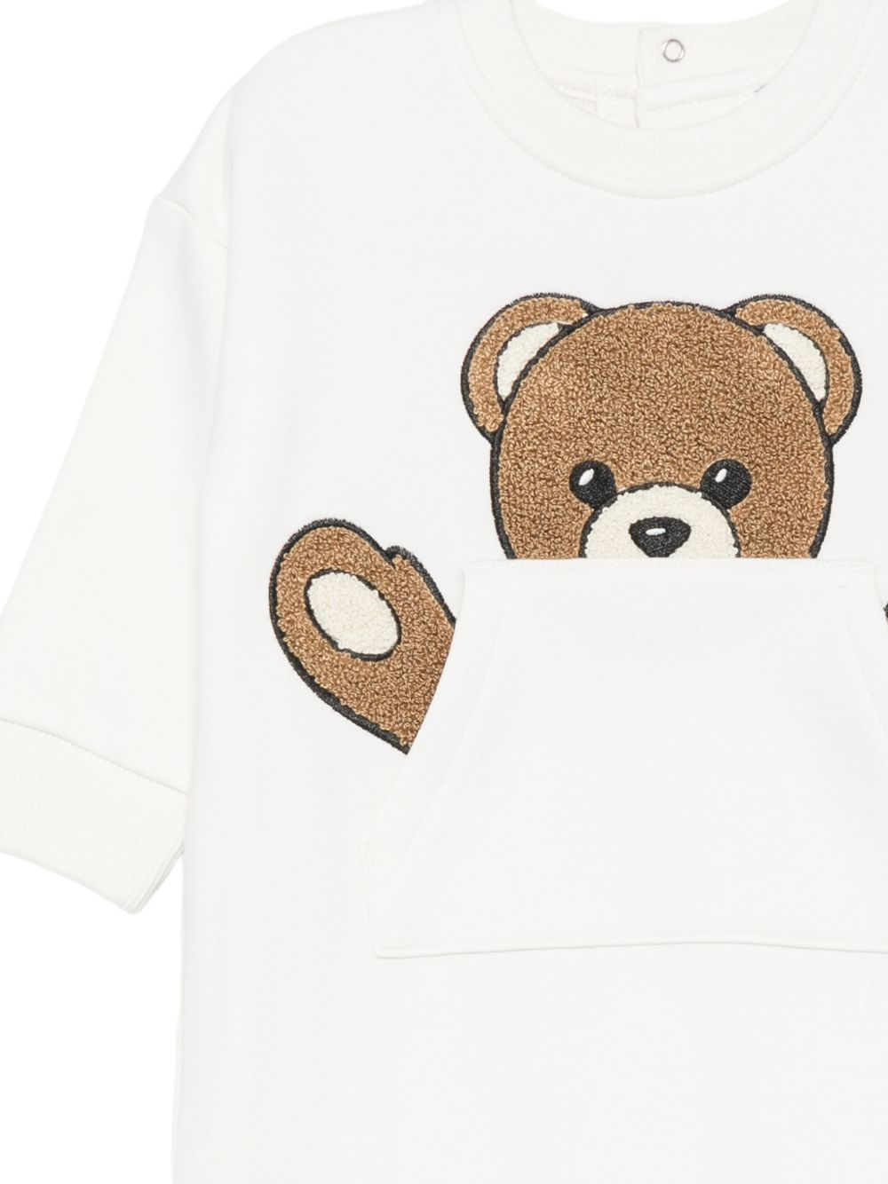 Tutina per neonati Moschino Kids bianca con toppa a forma di orsetto MUY09HLCA93 10063 MOSCHINO KIDS 