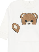 Tutina per neonati Moschino Kids bianca con toppa a forma di orsetto MUY09HLCA93 10063 MOSCHINO KIDS 