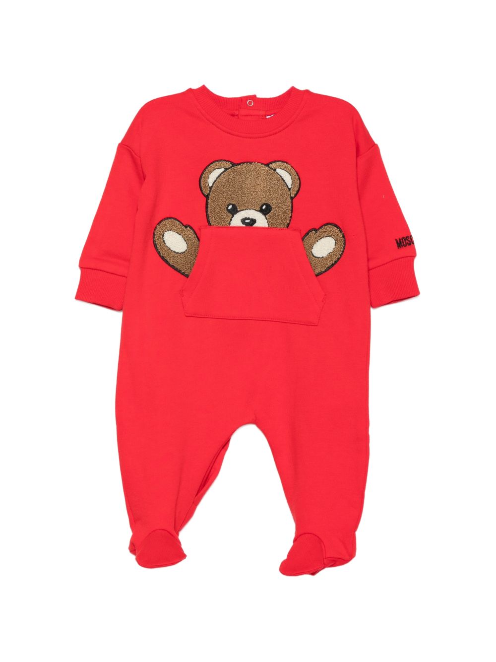 Tutina per neonati Moschino Kids rossa con toppa a forma di orsetto MUY09HLCA93 50109 MOSCHINO KIDS 