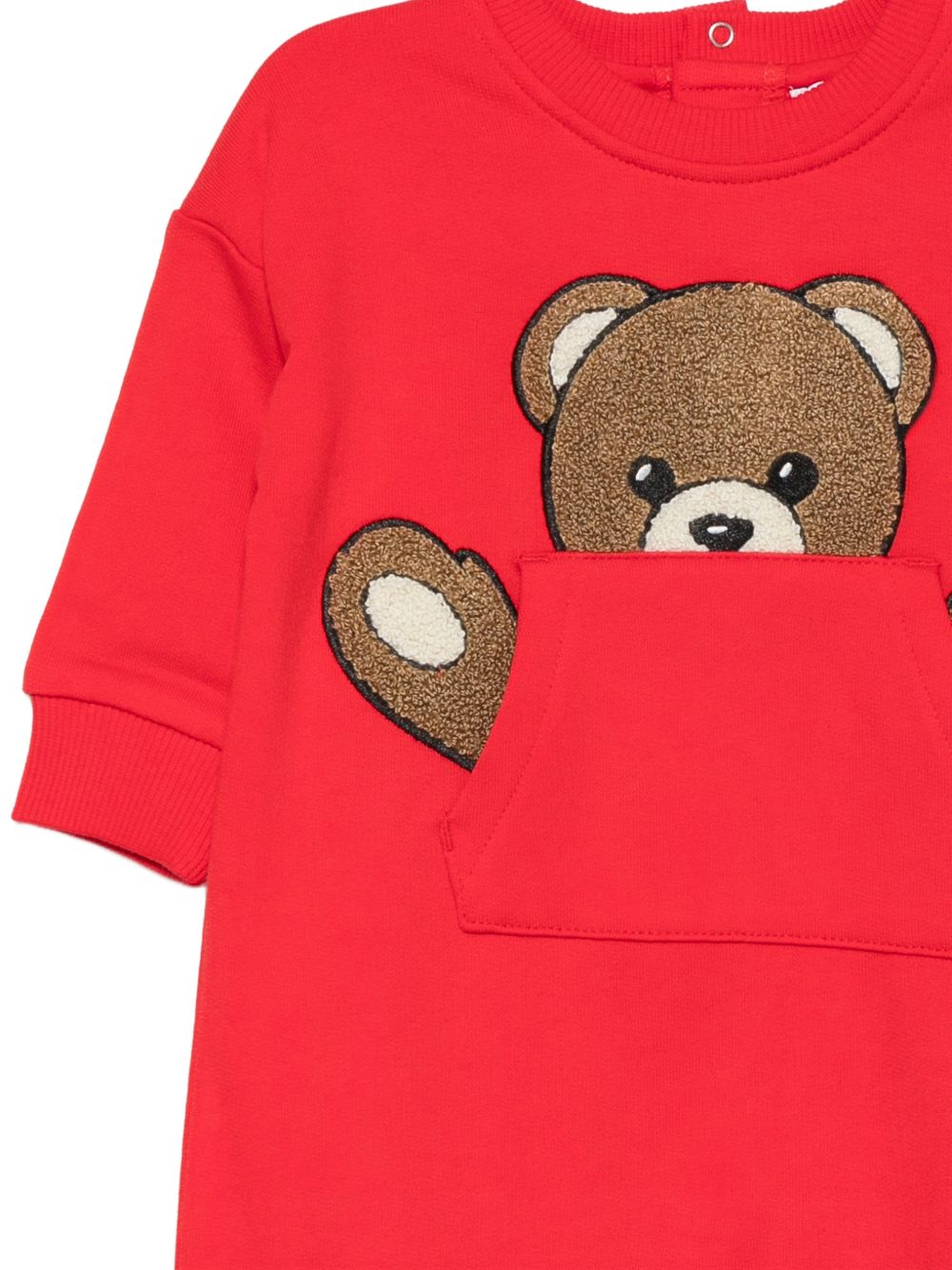 Tutina per neonati Moschino Kids rossa con toppa a forma di orsetto MUY09HLCA93 50109 MOSCHINO KIDS 