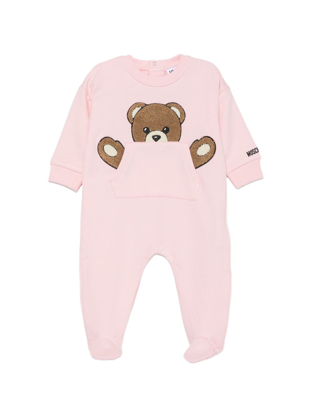 Tutina per neonata Moschino Kids rosa con toppa a forma di orsetto MUY09HLCA93 50209 MOSCHINO KIDS 