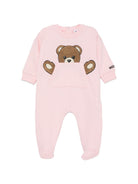 Tutina per neonata Moschino Kids rosa con toppa a forma di orsetto MUY09HLCA93 50209 MOSCHINO KIDS 