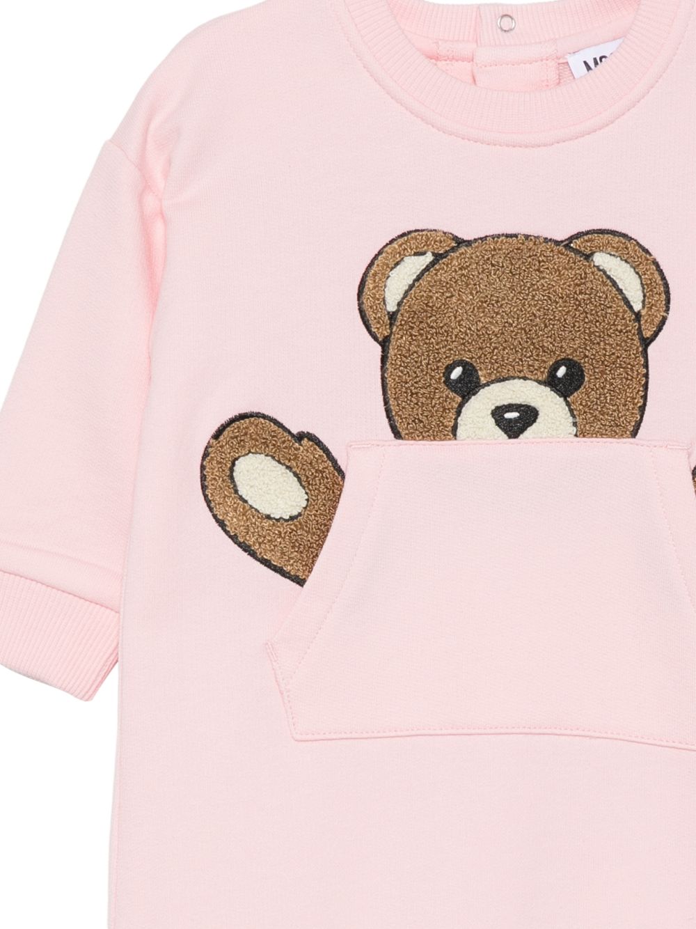Tutina per neonata Moschino Kids rosa con toppa a forma di orsetto MUY09HLCA93 50209 MOSCHINO KIDS 