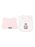 Set cappellino e bavetta per neonata Moschino Kids rosa con stampa Teddy Bear MUY09LLCA40 50209 MOSCHINO KIDS 