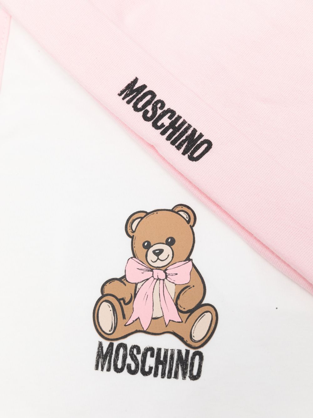 Set cappellino e bavetta per neonata Moschino Kids rosa con stampa Teddy Bear MUY09LLCA40 50209 MOSCHINO KIDS 