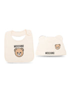 Set berretto e bavaglino per neonati Moschino Kids beige con motivo Teddy Bear MUY09NLCA40 20404 MOSCHINO KIDS 
