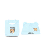 Set berretto e bavaglino per neonato Moschino Kids azzurro con motivo Teddy Bear MUY09NLCA40 40304 MOSCHINO KIDS 
