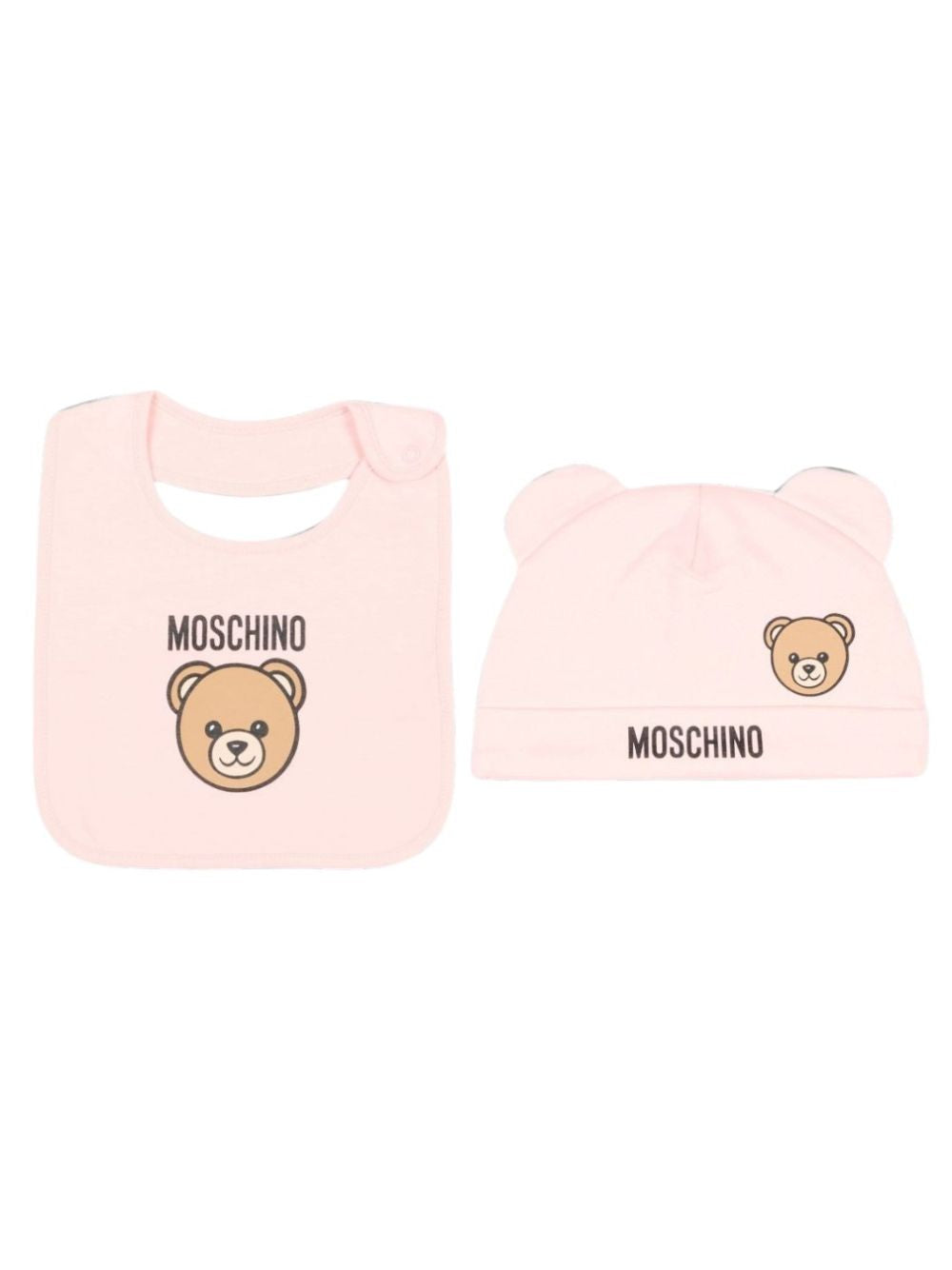 Set berretto e bavaglino per neonata Moschino Kids rosa con motivo Teddy Bear MUY09NLCA40 50209 MOSCHINO KIDS 