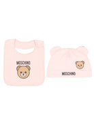 Set berretto e bavaglino per neonata Moschino Kids rosa con motivo Teddy Bear MUY09NLCA40 50209 MOSCHINO KIDS 
