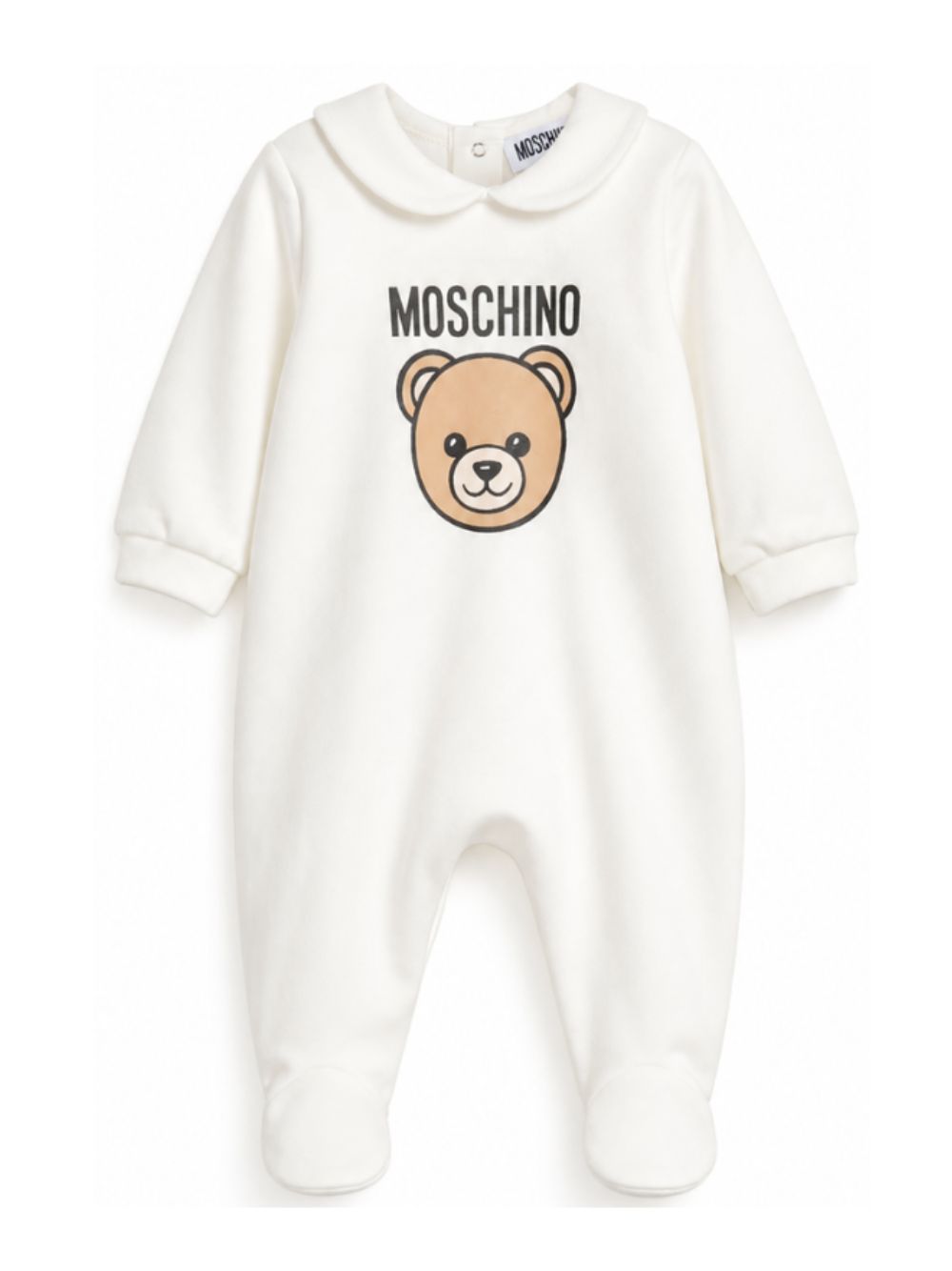 Tutina per neonati Moschino Kids bianca con motivo Teddy Bear MUY09OLCA40 10063 MOSCHINO KIDS 